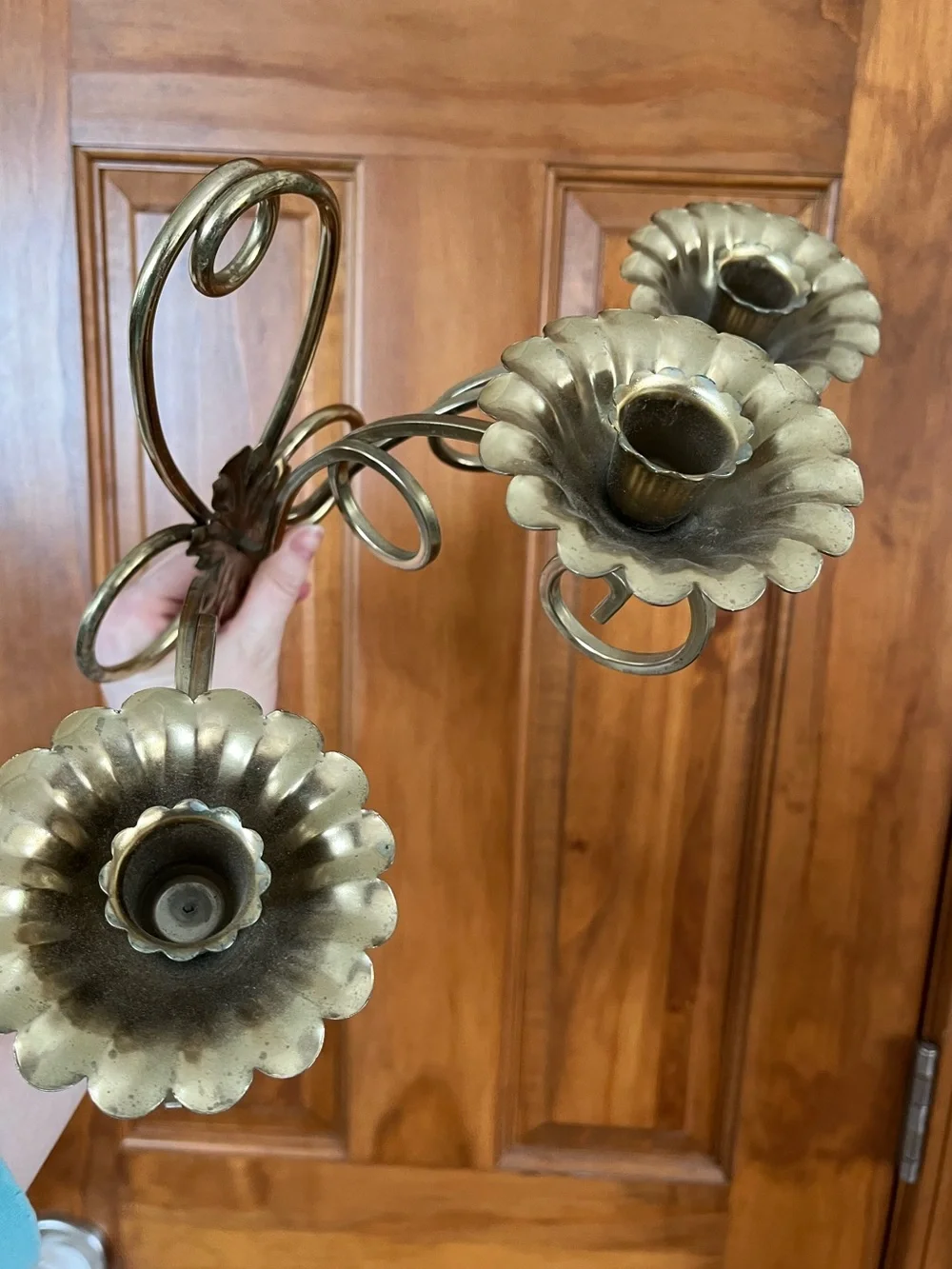 Classic Brass Three-Arm Candleholder Wall Sconce